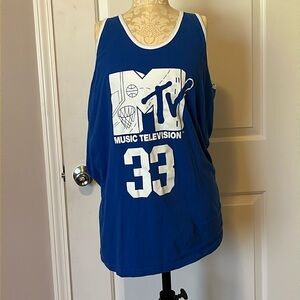 MTV blue and white tank, size large, 100% cotton, very good condition